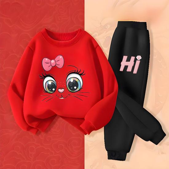 Long Sleeved Hoodies Sets for Girls Spring New Style Pullover Long Pant Two Piece Suit Children's Casual Outfits Kids Tracksuit