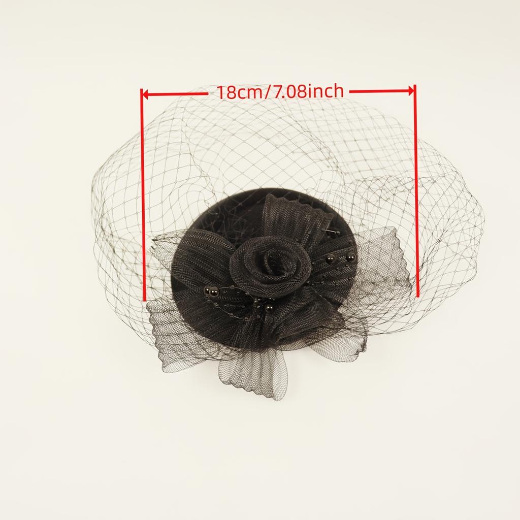 Elegant Charming Hat Tea Party Hat with Floral Decoration Headpiece and Mesh Women's Hair Accessory