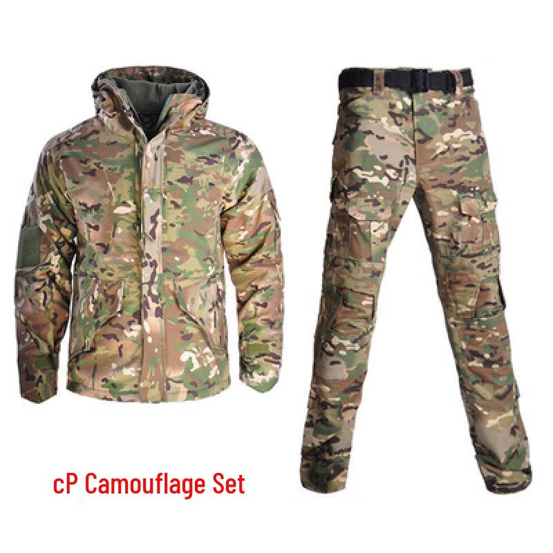 Herren- und Damen-Wasserdichte Camouflage-Taktische Jacke Set - Winddicht, mit Plus-Samt, Verdickt für Herbst und Winter.