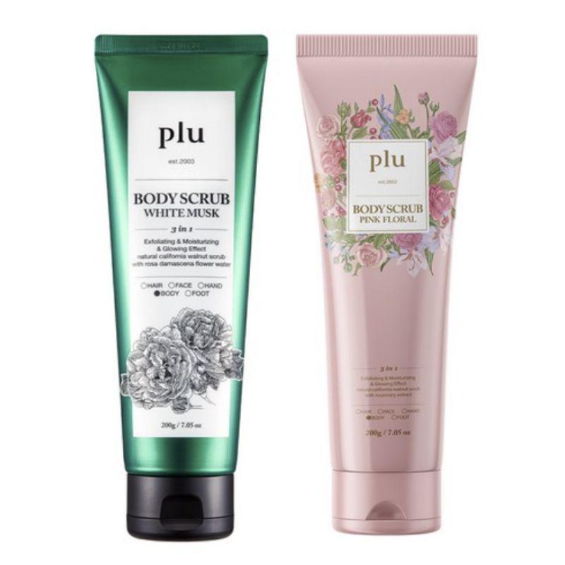 Plu Original Body Scrub Set – White Musk 200g + Pink Floral 200g (2 Types)