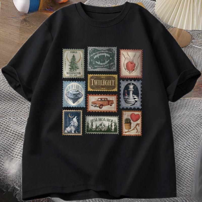 Twilight Saga T Shirt Women Unisex Forks Vintage Printed T Shirts Tee Vampire Aesthetic Book Lover Graphic TShirt Streetwear Tops