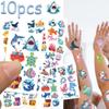 10sheets Cartoon Cute Sharks Tattoo Stickers For Face Hand Body Temporary Fake Waterproof Tattoo Stickers Kids Creative Gifts