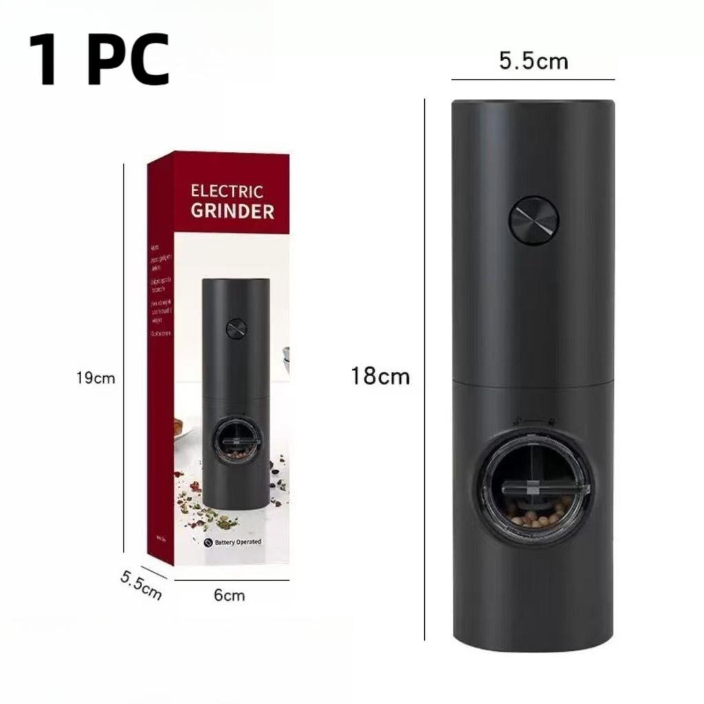 Electric Salt and Pepper Grinder Set, Adjustable Thickness, Electronic Spice Grinder with Decorative Base and LED Light