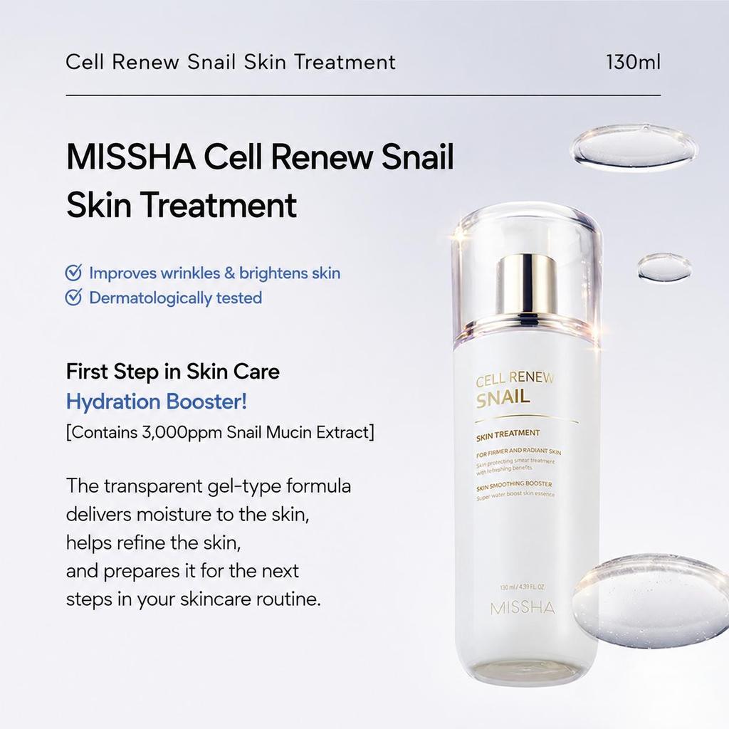 MISSHA Cellinew Snail Essential Moisturizer 130ml, Treatment 130ml, Cream 50ml, Sleeping Mask 110ml  (16 Options)