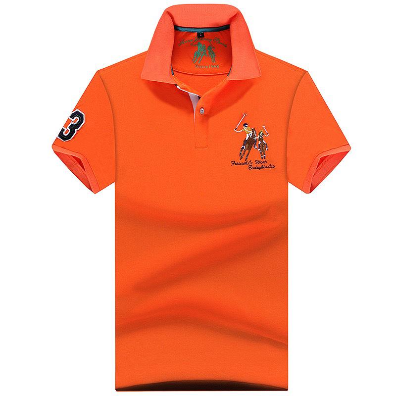 Authentisches Paul Herren Kurzarm-Polo mit Pferdelogo, gesticktem Kragen, Übergröße lockere Passform