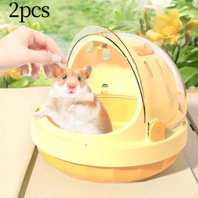2er-Pack Hamster-Transportbox Käfig Haustierlaufstall mit Wasserflasche Große Kleintiertragetasche für