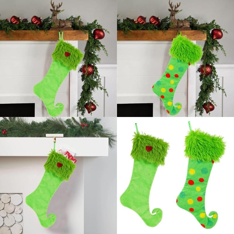 Large Christmas Stocking Soft Fabric Hanging Sock Holiday Party Gifts Bag Decoration For Christmas Tree Ornament Mantels