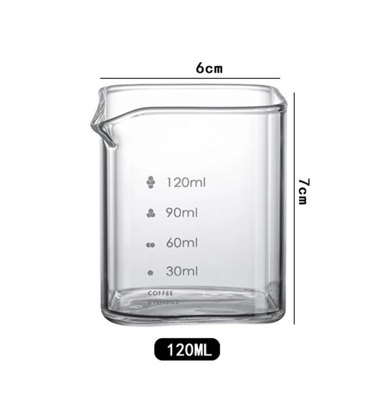 Einzel Ausguss Messbecher Dreifach Ausgießer Milchbecher 90/120ML Espresso Shot Gläser Teile Klares Hoch Borosilikatglas Becher