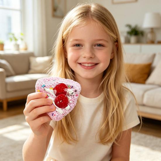 Strawberry Cream Cake Squeeze Toy Stress Relief Simulated Triangle Cake Sensory Toy Home Office Worker Soft Stretchy Dessert Fidget Toy