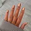 Medium Square Chrome Mirror Acrylic Fake Nails - Light Gold Aurora Style, Cool & Elegant.