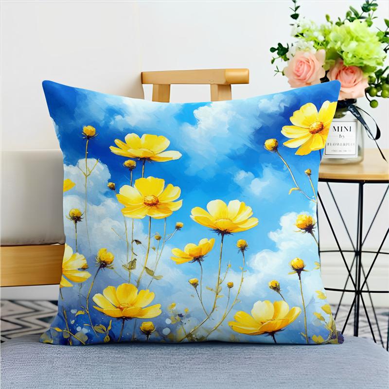 Flower Pastoral Small Fresh Pillowcase Dormitory Decoration Office Living Room Home Pillowcase