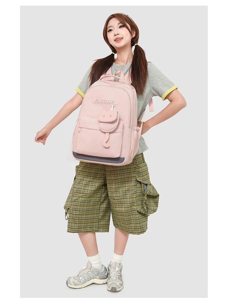 Stylish Solid Color Backpack for Middle and College Girls: Korean-Inspired, Large Capacity