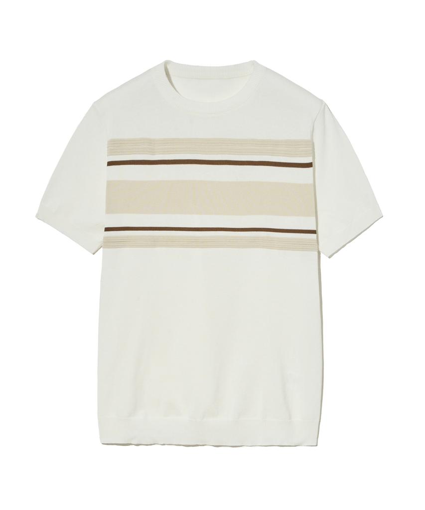IRONYPORNO WHITELINE 86-Iroj048 Color Mix Round Short Sleeve Knit 4 Colors