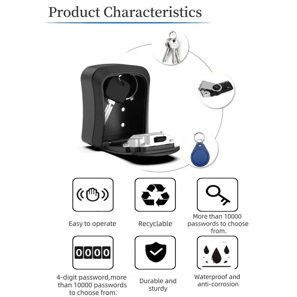 Wall Mount Key Storage Secret Box Organizer 4 Digit Combination Password Outdoor Security Code Lock for House Keys Key Safe