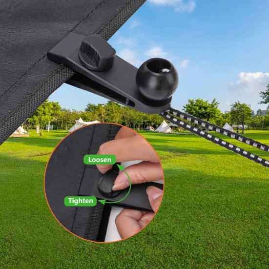 10 ks Venkovní plachtový klip Heavy Duty Lock Grip Kempingový stan Upevňovací klip Držák Bazénová stříška Markýza Kryt Stínící tkanina Bungee šňůra Upevňovací svorka