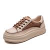 Spring Genuine Leather Platform Sneakers Women Thick Sole Wipe Color Casual Loafers Comfortable Round Toe Shoes