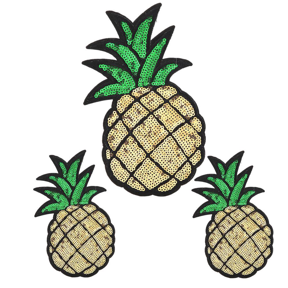 3Pcs Pineapple Embroidered Fabric Patches Sew Iron On Bag Clothes Applique Craft DIY Decoration