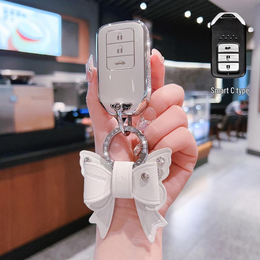 Car Key Cover for CR-V, Binzhi, XRV, HR-V, Haoying, Civic, UR-V, Accord, and Lingpai - Shell Buckle Design