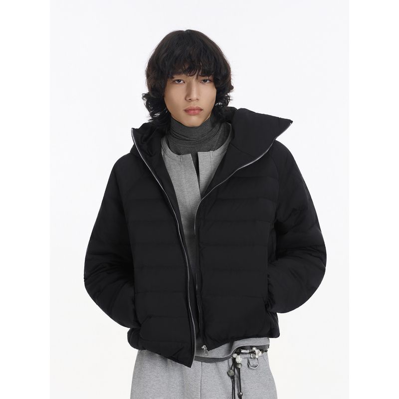 Blaexit Rock Snail Ribbed down Jacket for Men, Lightweight and Slim Fit, Winter High-End Hooded Fleece-Lined Warm Coat