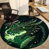 1pc Green Dragon Illustration Carpet, Round Non Slip Durable Large Size Office Carpet, Suitable for Office