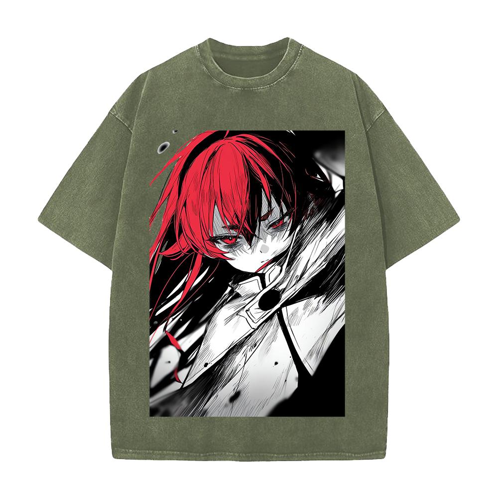 Mushoku Tensei Eris Cool Printed Tee Men Women Washed T-shirts Oversized Cotton T Shirt Short Sleeve Clothing Harajuku Tshirt
