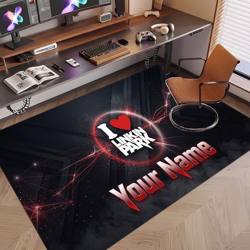 Custom Rug Linkin Park Pattern Print Name Text Soft Non‑Slip Floor Carpet for Home Indoor Decoration
