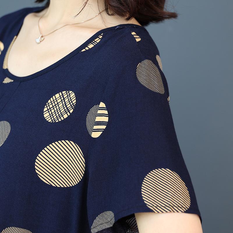 Plus Size Summer Woman Dress Vintage Short Sleeve Print Female Loose Casual Floral Dresses