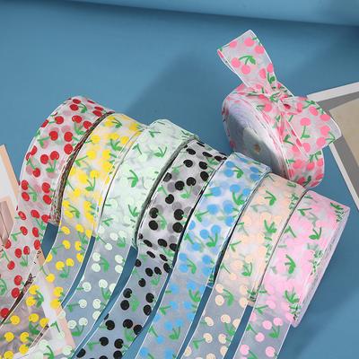 Transparent Snow Yarn Tape, Korean Yarn Printing Cherry Diy Xiaoxiangfeng Gift Packaging Gift Box Decoration, Printing Tape