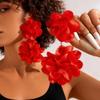 Exaggerated Flower Dangle Earrings Bohemian Satin Earrings Vintage Floral Earrings  Casual Wear