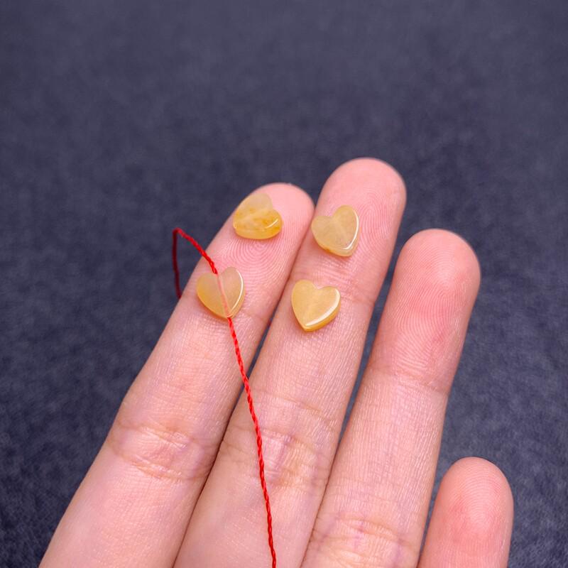 Natural Yellow Jade Small Heart Spacer Beads for DIY Jewelry