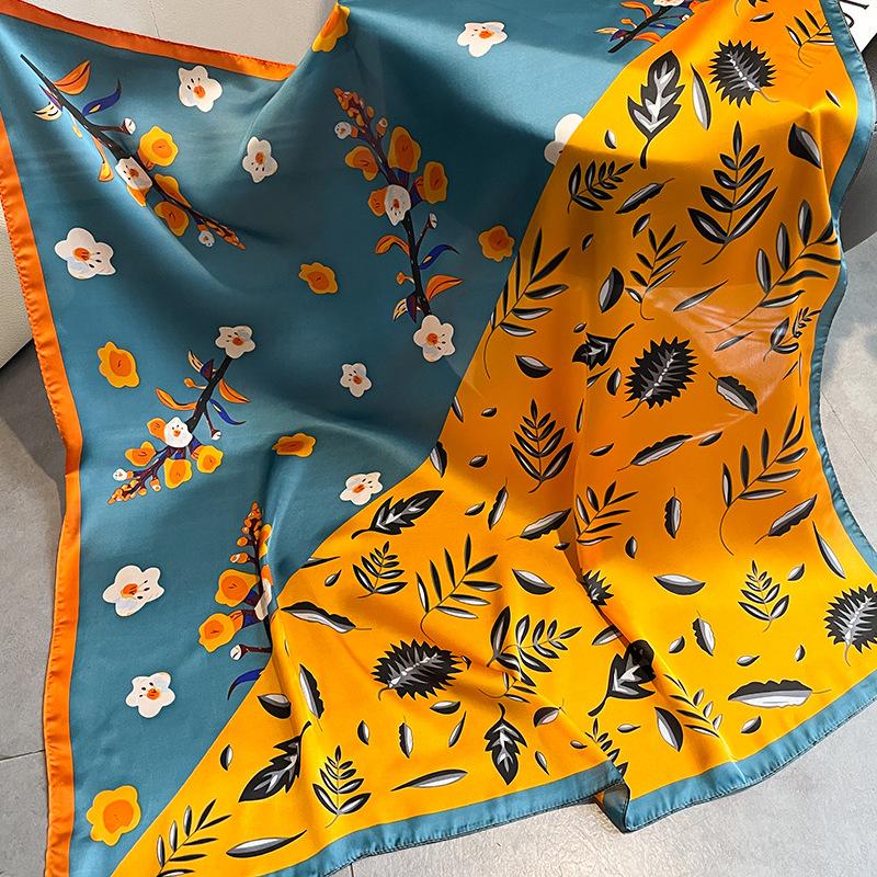 

Высококачественные роскошные шелковые шарфы, повязка на голову, шарфы, шейный шарф для женщин, шелковый шарф с цепочкой, женская декоративная шаль 90-90cm