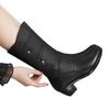 Autumn and winter soft leather soft-soled Martin boots women's velvet warm middle-aged mother medium boots large size