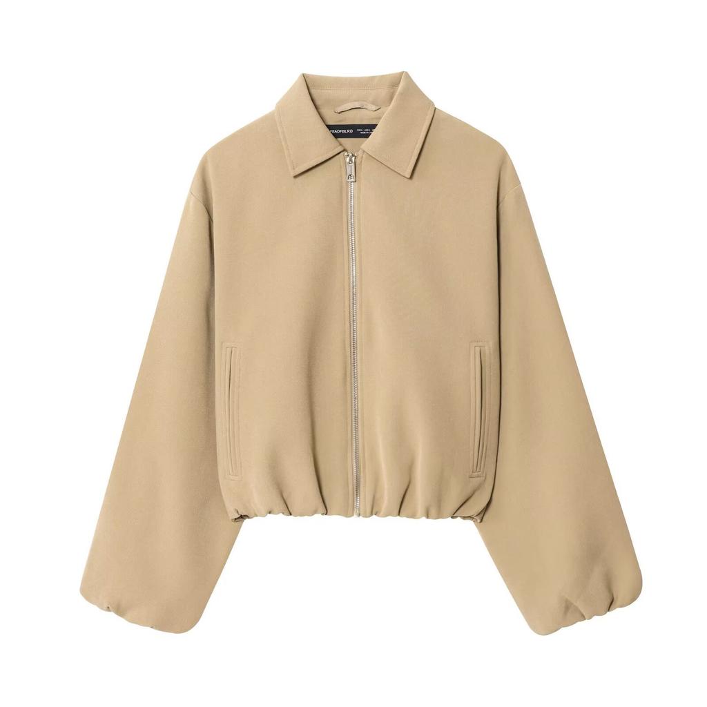 Women's Solid Color Fashionable Sleeve Long Sleeved Zipper Casual Top Jacket Jacket