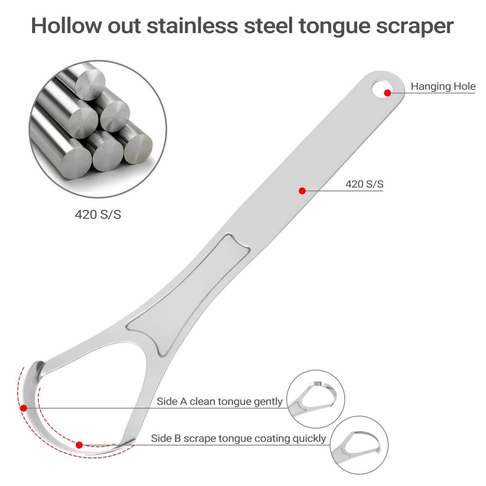 1 Pc Stainless Steel Tongue Scraper Tongue Plate For Removing Bad Breath Single Layer Tongue Coating Cleaner Brush Oral Care