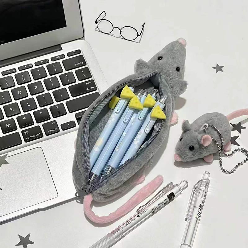 Cartoon Animals Plush Pencil Case Soft And Cute Creative For Girls Niche Student Stationery Desktop Pencil Storage Bag
