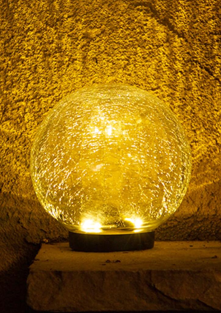 HAPPYJOINT Topaz Solar Garden 15cm Warm White Automatic Outdoor Light, Diameter, Glass, Waterproof, LED, Lighting,