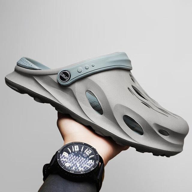 2024 Summer Men's Fashion Beach Sandals Thick Sole Slipper Waterproof Anti-Slip Sandals Flip Flops Non-slip Toe EVA Hole Shoes