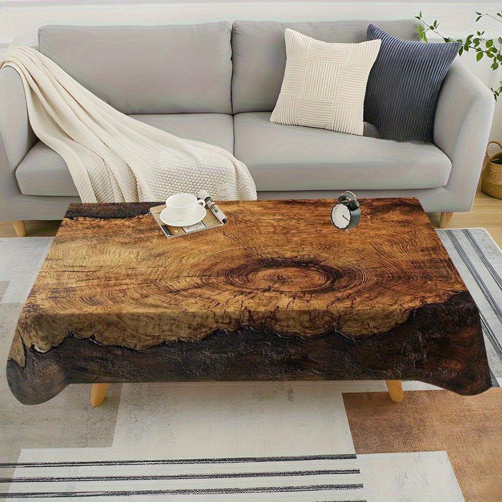 One imitation tree stump wood-grain tablecloth, made of 100% natural texture rectangular durable polyester fabricxzj