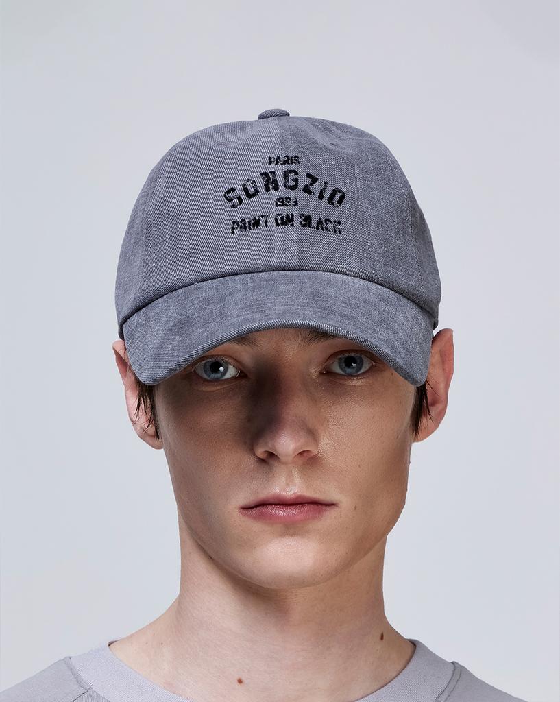 Songjio Collection Paint-On Black Washed Ball Cap Grey Sh2Cp706Gy
