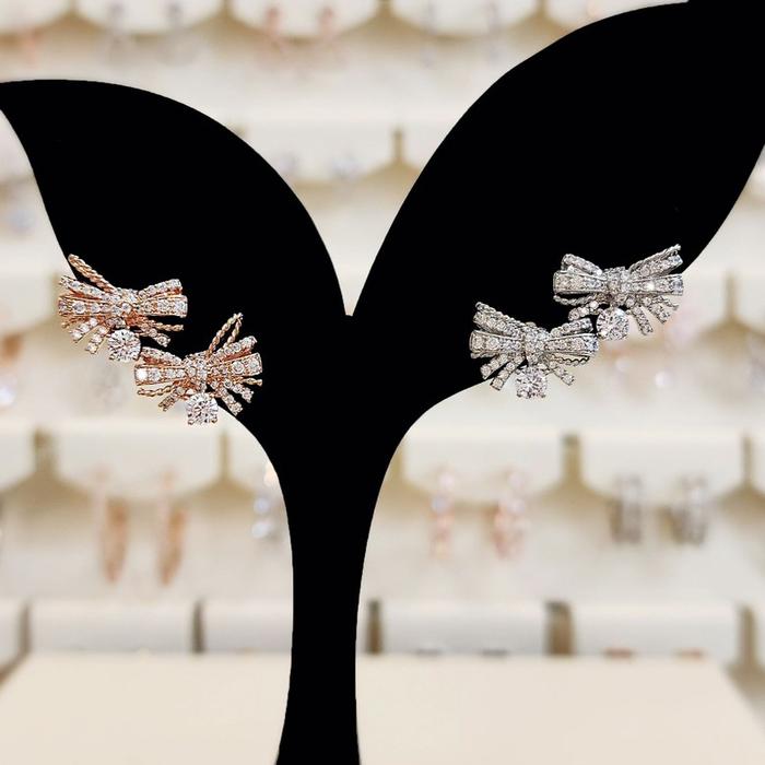 Volare Savezone03 Cubic Frill Ribbon Decorated Needle Earrings 2 Colors Savsss1493 (13192696)