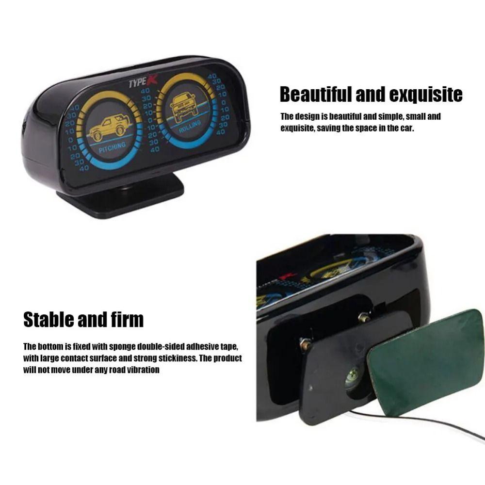 Digital Display Car Slope Meter 12V Car Compass LED Inclinometer Car Level Tilt Gauge Vehicle