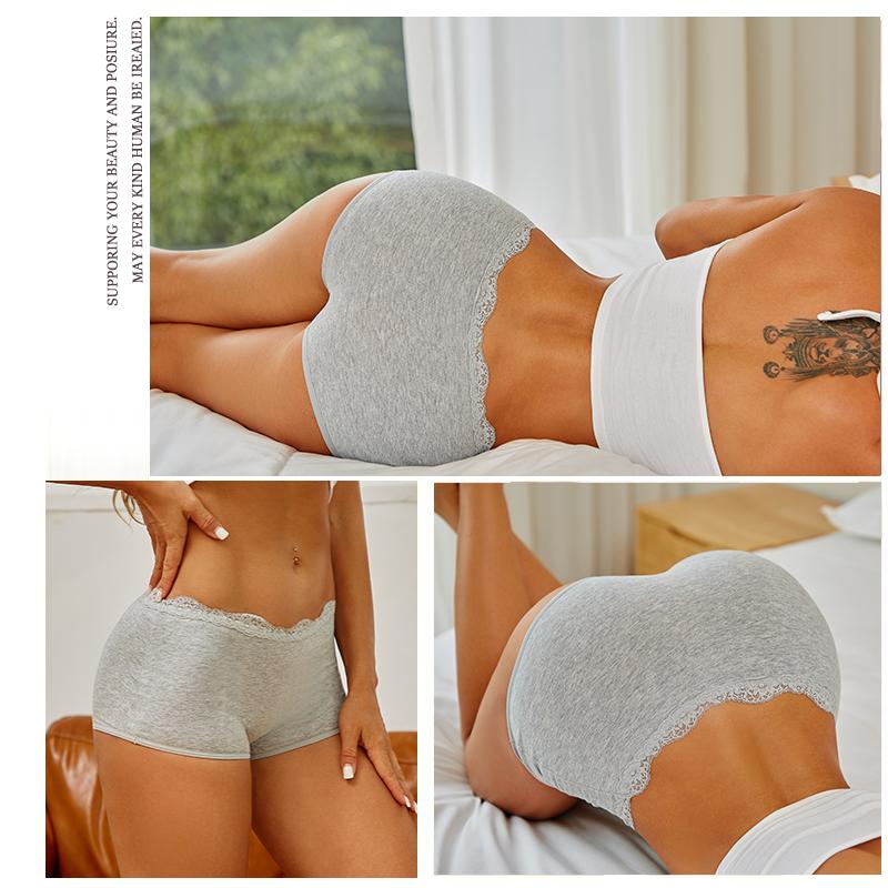 3Pcs Women's Cotton Boxers Panties Seamless Lace Satin Underwear Female Briefs Cozy Lingerie Sports Intimate Underpants S-XXL