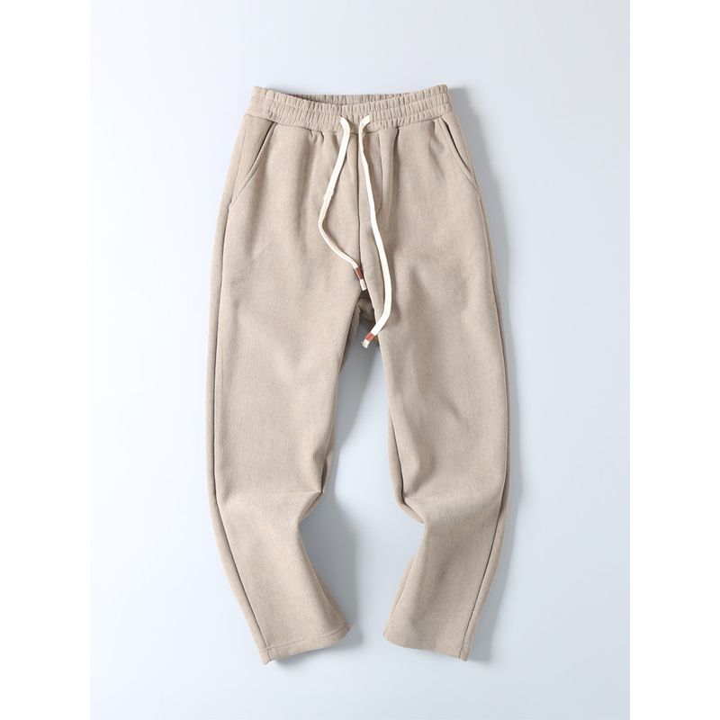 450G Heavy Weight Corduroy Fleece-lined Thick Casual Trousers Men Autumn and Winter Wild Loose Straight Drooping Warm-Keeping Pants