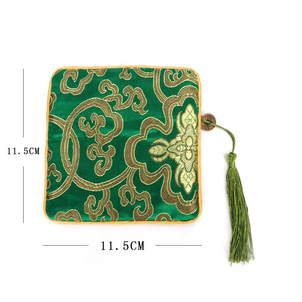 Buddhist Plate Packaging Quartet Zipper Brocade Fabric Floral Handbags Tips Bag Wallet Jewelery Bag