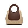 Retro contrasting color splicing straw woven bag large-capacity design sense niche beauty simple fashion hand bag women's bag