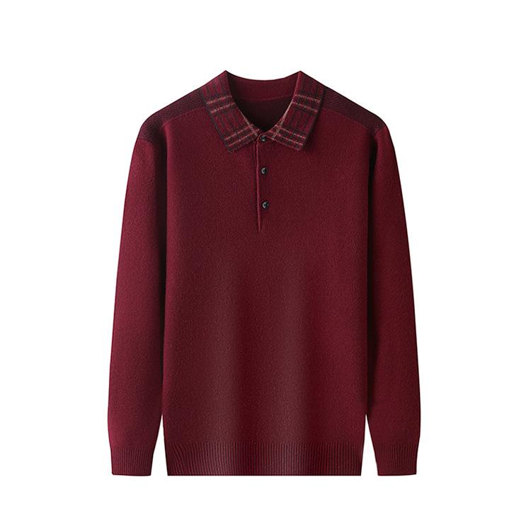2025 Men's Autumn/Winter Knit Lapel T-shirt - Dad Style