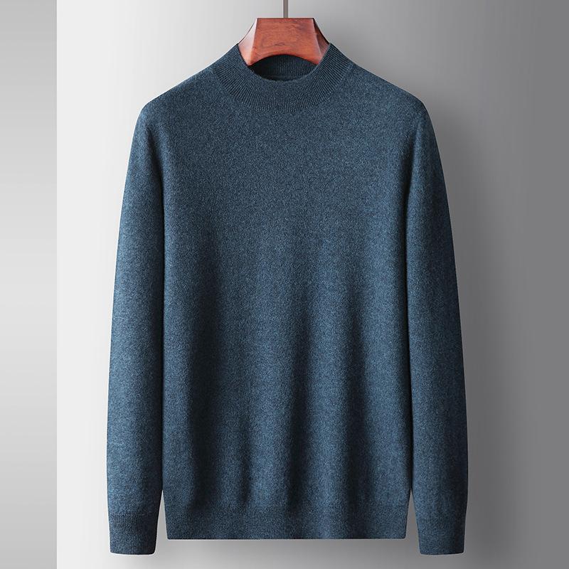 100% Pure Wool Autumn and Winter Men's Medium Neck Wool with Medium Thickness Merino Sweater