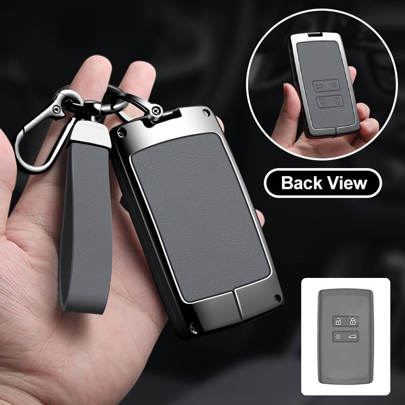 Zinc Alloy Leather Car Key Cover Fits Renault Sandero Koleos Captur Kadjar Megane Clio 5 Austral Logan Arkana Koleos Key Shell