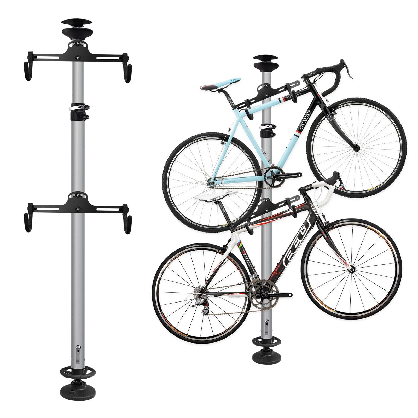 

HEEOREV Bicycle Stand Cycle Stand [Size 146cm~362cm, Holds 2 Bikes] Electric Bicycle Height Adjustable Display Bike Tower Sturdy Anti-Tip Rustproof Co