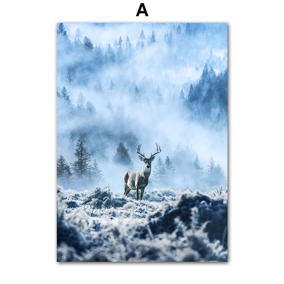 

Зимний снег, сосновый лес, замок с оленями, настенная живопись на холсте, постеры на скандинавскую тему и принты, настенные панно для декора гостиной 40X50 cm No Framed
